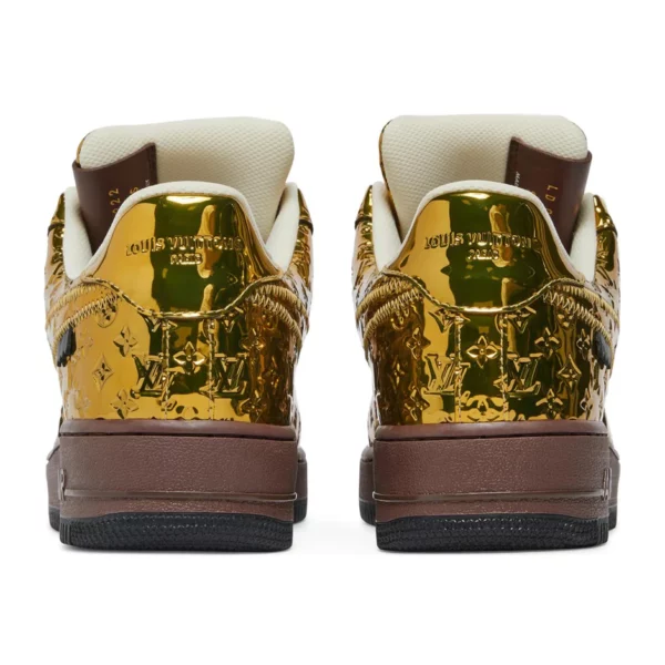 Louis Vuitton x Nike Air Force 1 Low Metallic Gold - Image 5