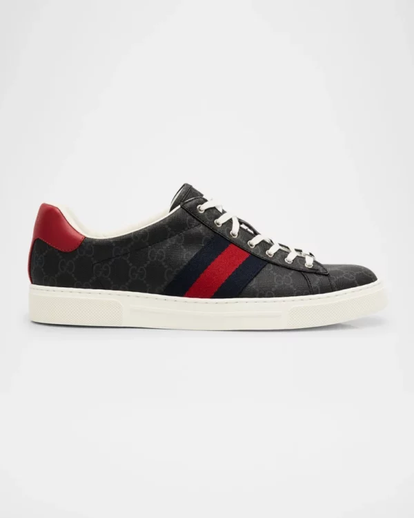 Men's Gucci Ace Low-Top Sneakers with Web