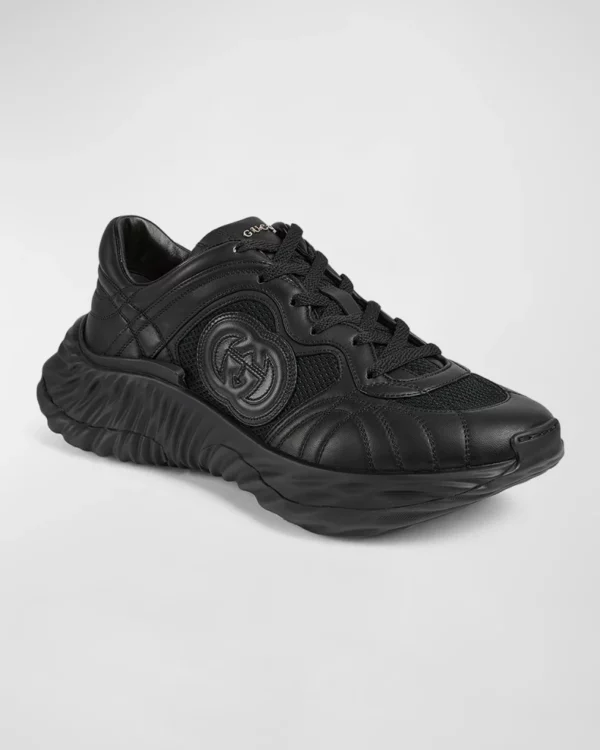 Men's Ripple Mesh and Leather Low-Top Sneakers - Image 3