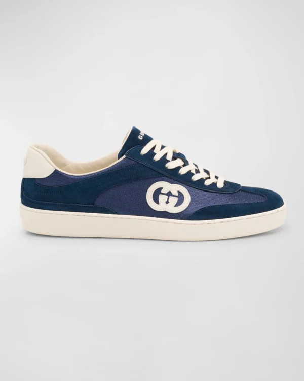 Men's G74 Canvas and Suede T-Toe Low-Top Sneakers